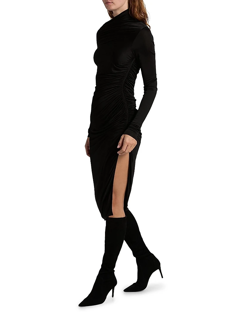 Svita Asymmetric Ruched Midi-Dress