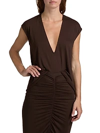 Dylan Jersey Knit Cap-Sleeve Top