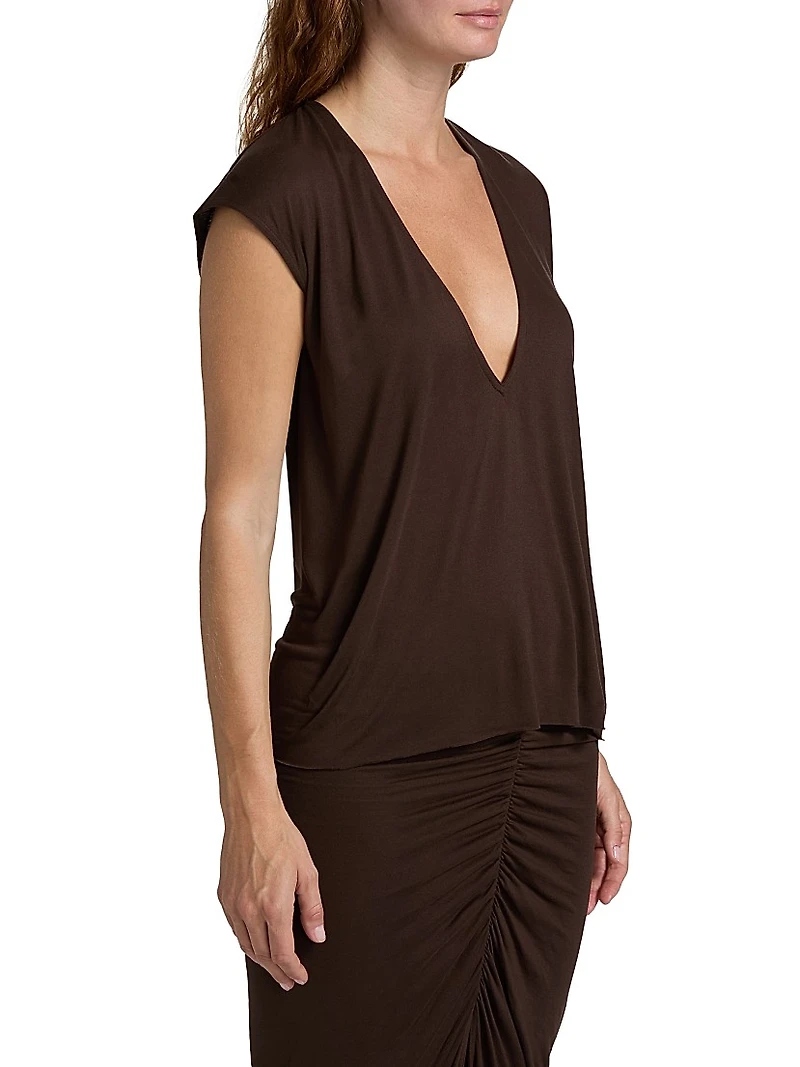 Dylan Jersey Knit Cap-Sleeve Top