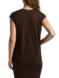 Dylan Jersey Knit Cap-Sleeve Top