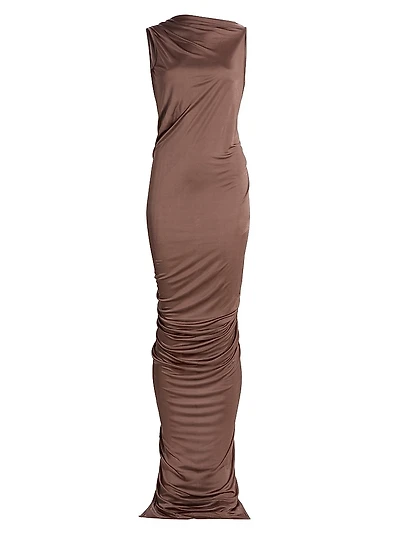 Eva Ruched Satin Gown