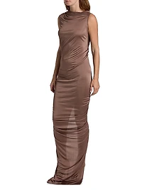 Eva Ruched Satin Gown