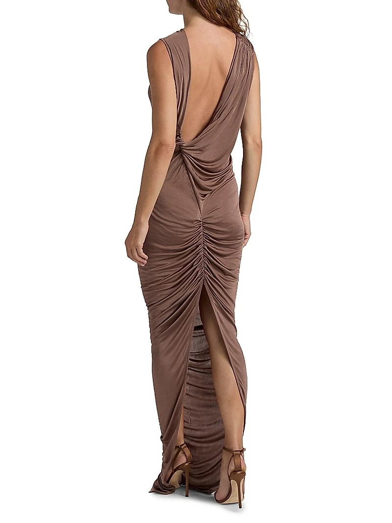 Eva Ruched Satin Gown