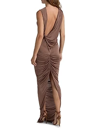 Eva Ruched Satin Gown