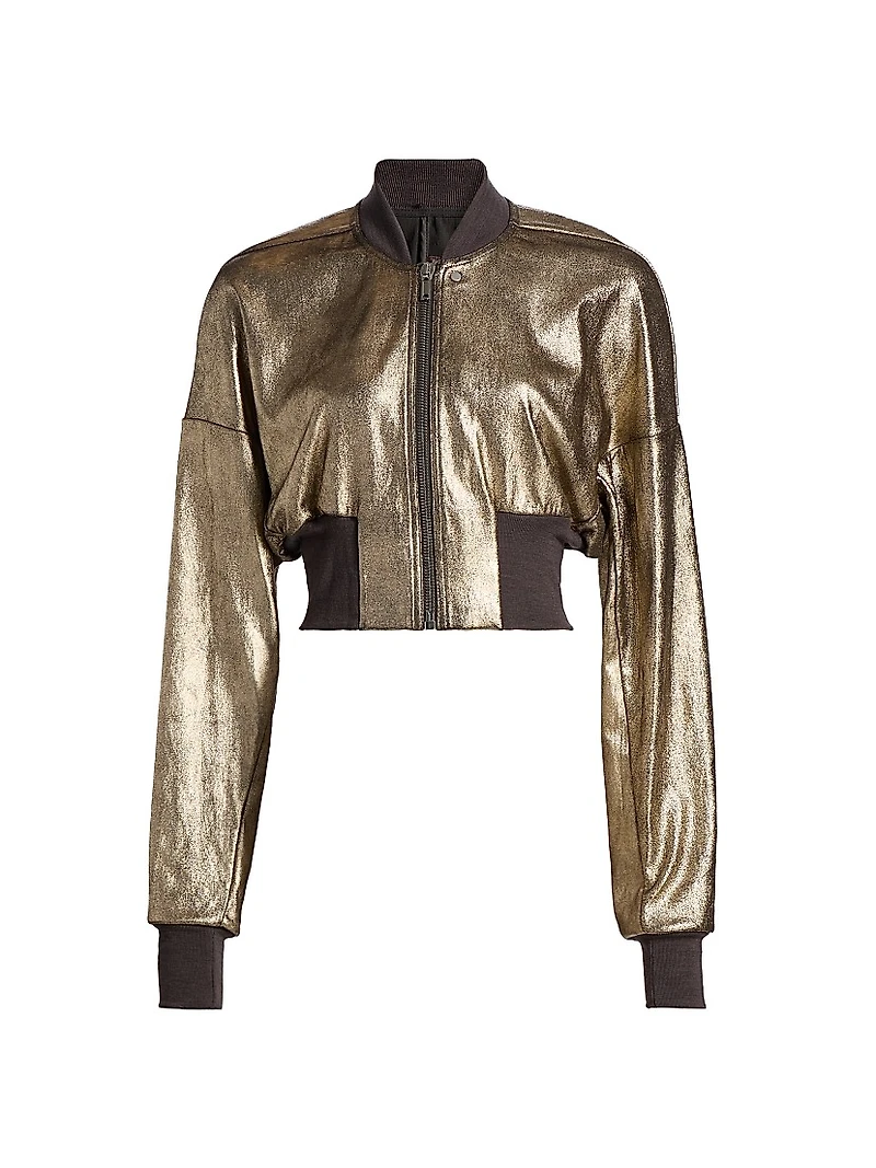 Flight Metallic Leather & Cotton-Blend Crop Jacket