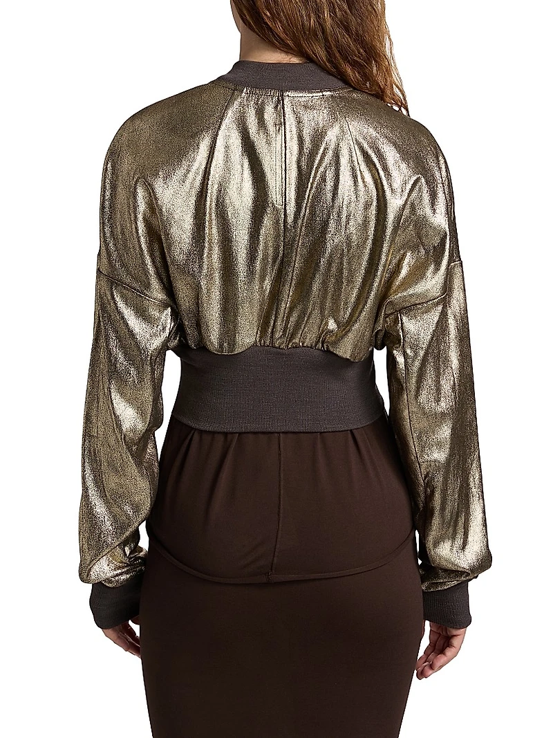 Flight Metallic Leather & Cotton-Blend Crop Jacket