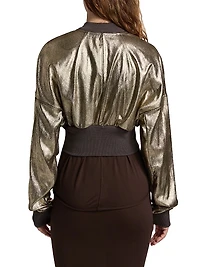 Flight Metallic Leather & Cotton-Blend Crop Jacket