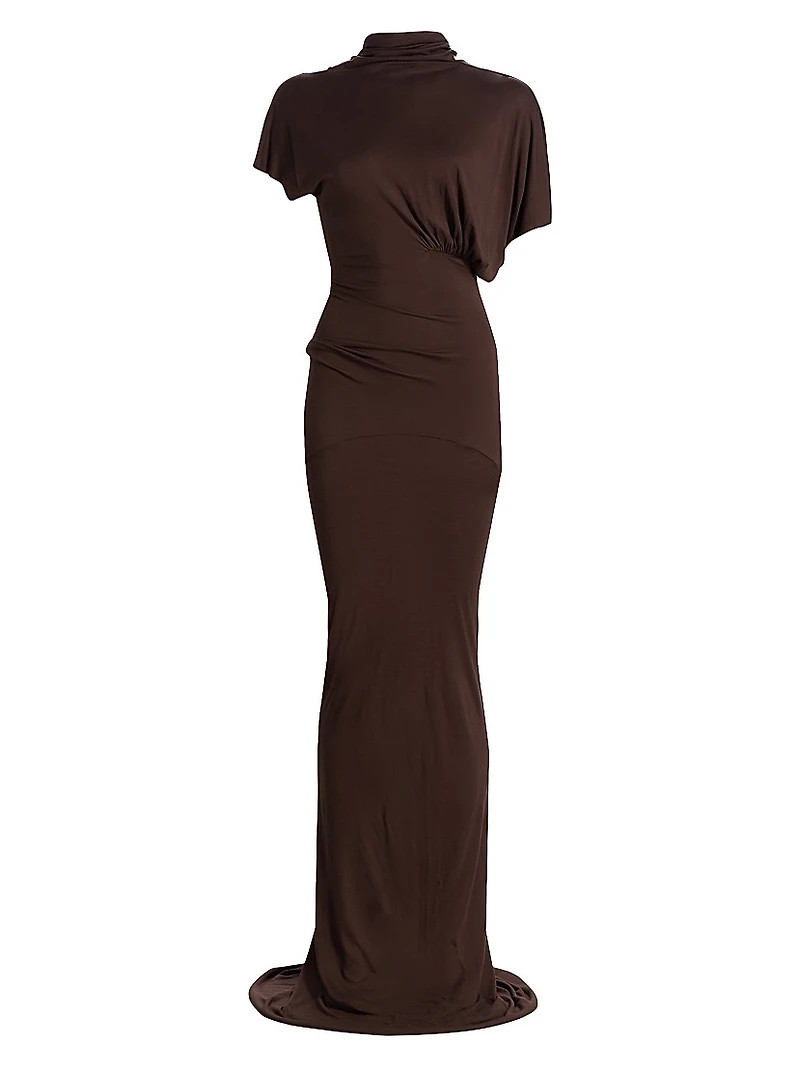 Lilith Asymmetric Draped Jersey Gown