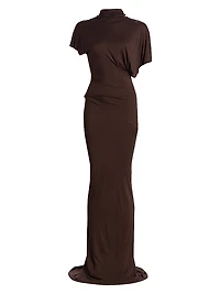 Lilith Asymmetric Draped Jersey Gown