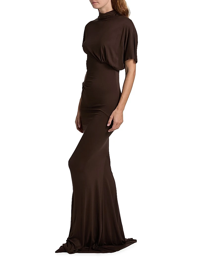 Lilith Asymmetric Draped Jersey Gown