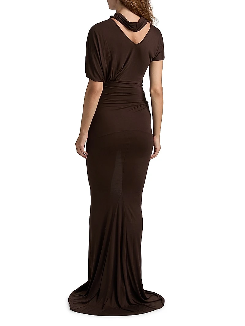 Lilith Asymmetric Draped Jersey Gown