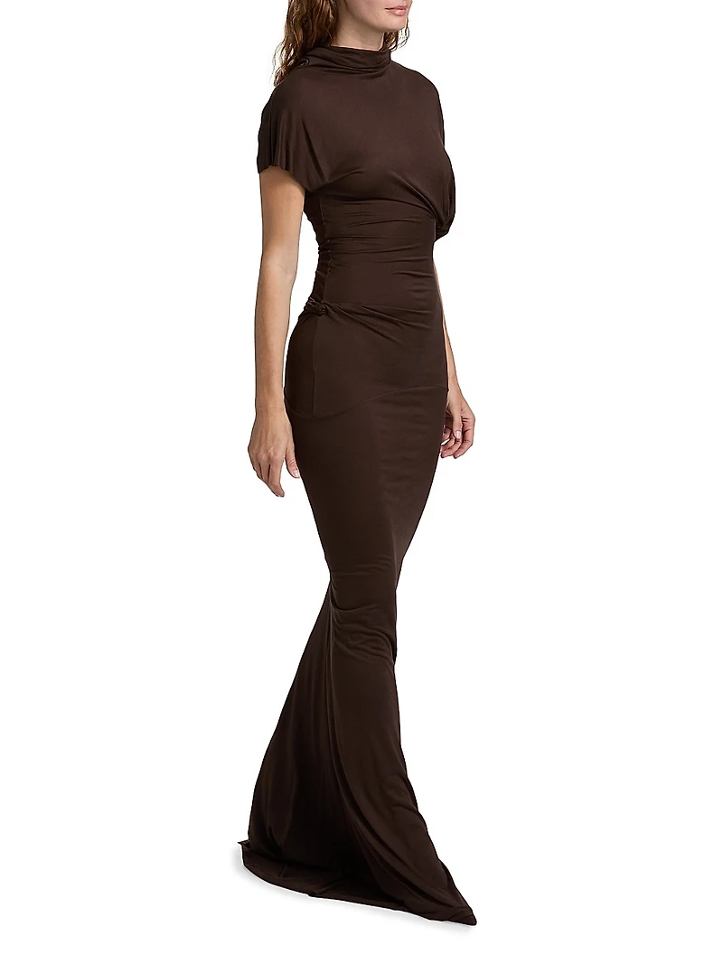 Lilith Asymmetric Draped Jersey Gown