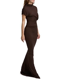 Lilith Asymmetric Draped Jersey Gown