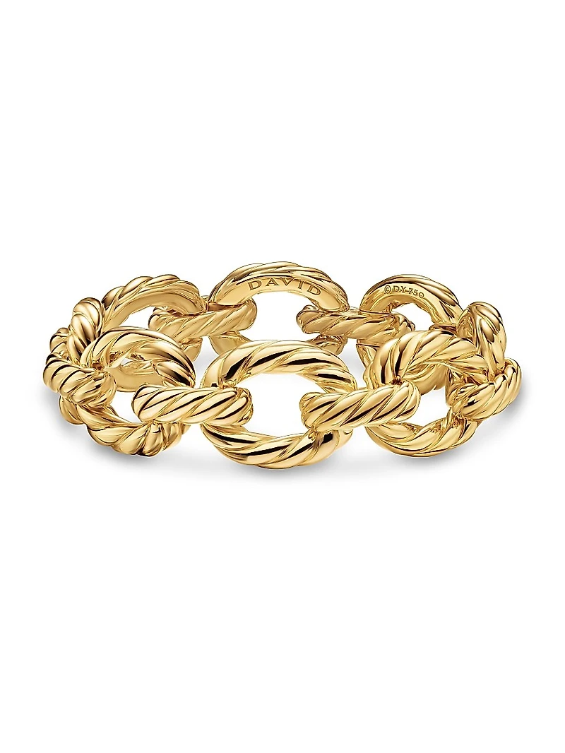 Sculpted Cable Oval Link Bracelet 18K Yellow Gold