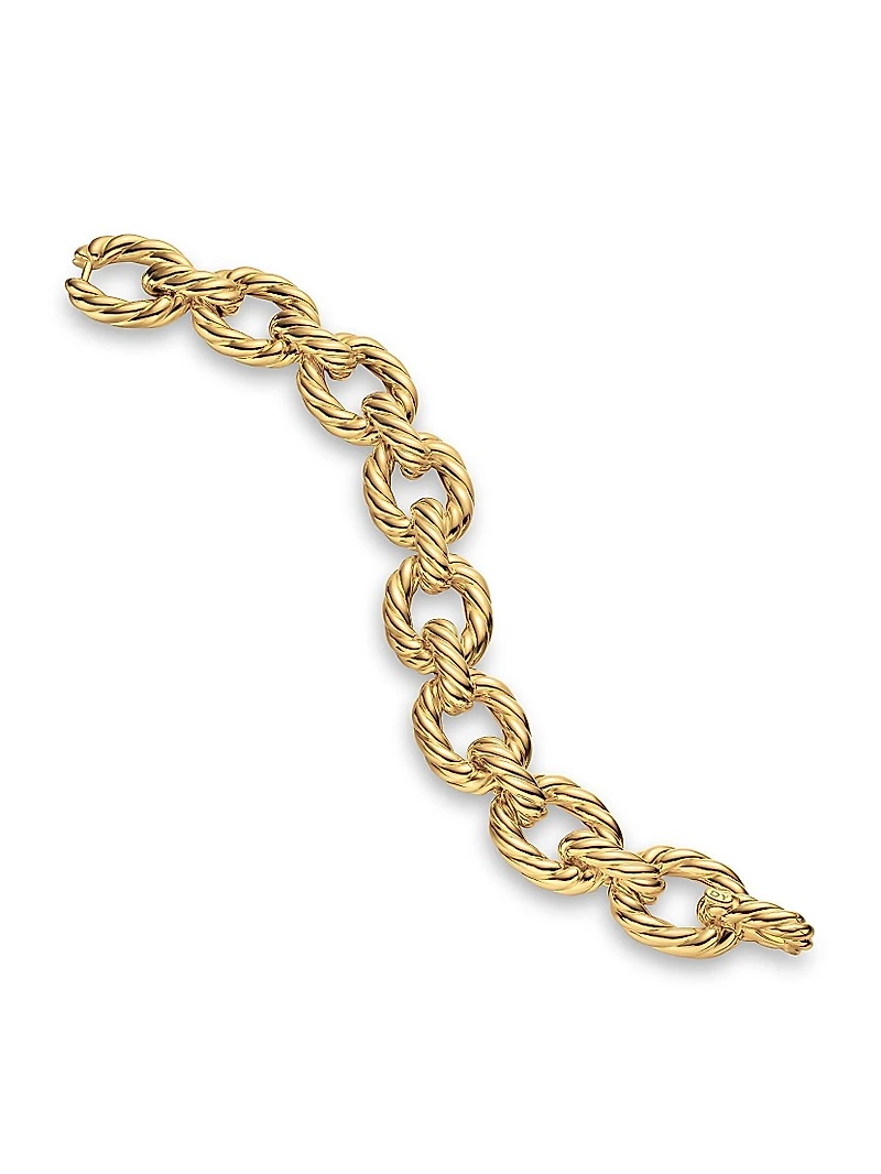 Sculpted Cable Oval Link Bracelet 18K Yellow Gold