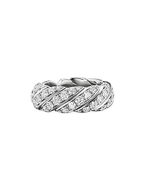 Sculpted Cable Flex Band Ring in 18K White Gold