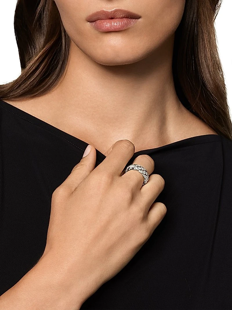 Sculpted Cable Flex Band Ring in 18K White Gold