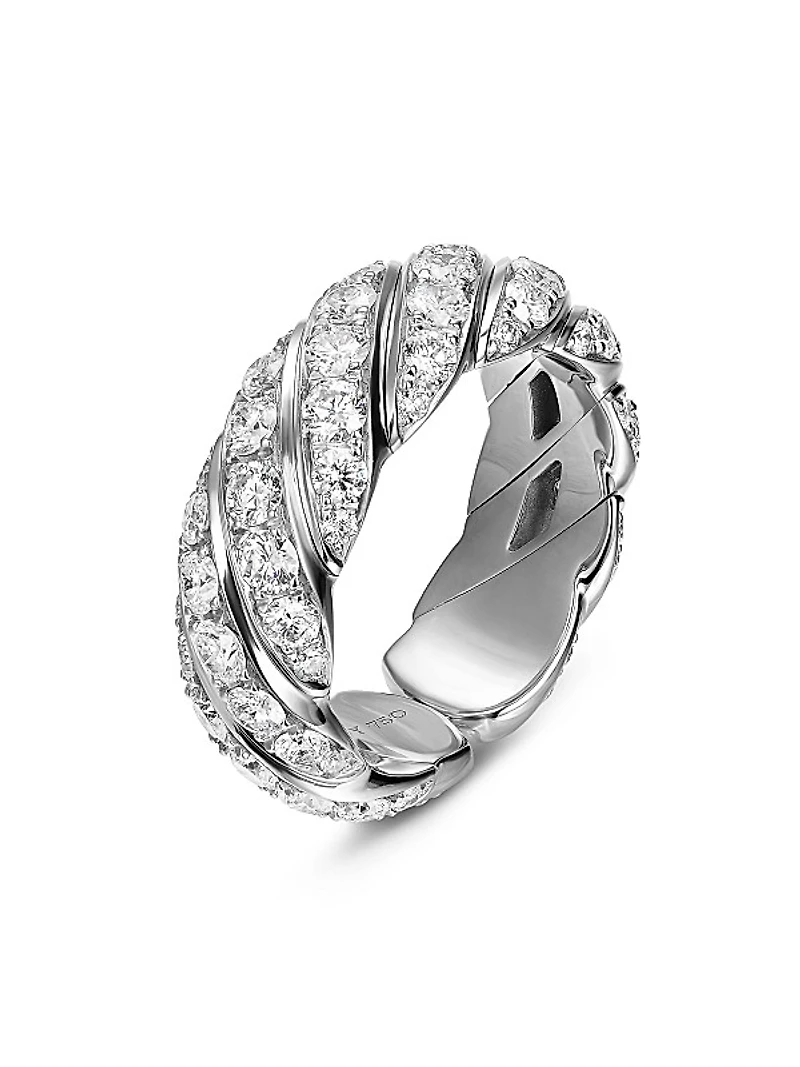 Sculpted Cable Flex Band Ring in 18K White Gold