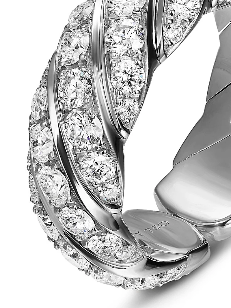 Sculpted Cable Flex Band Ring in 18K White Gold