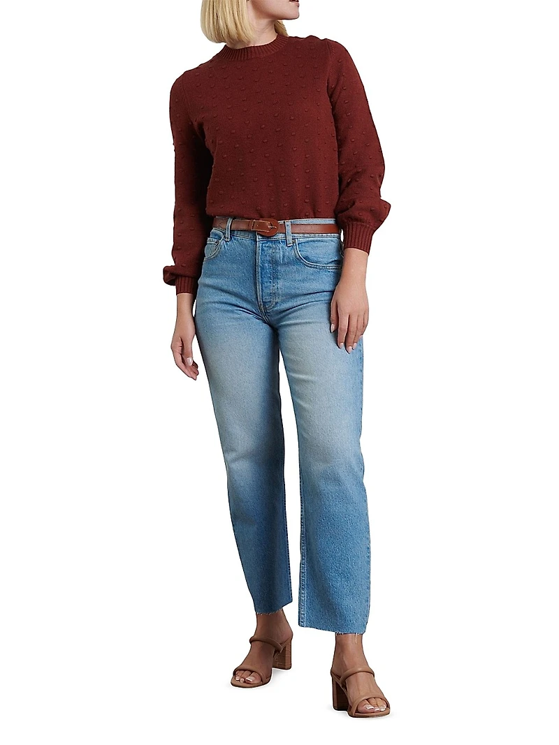 The Tommy Stretch Straight Leg Raw Hem Jeans