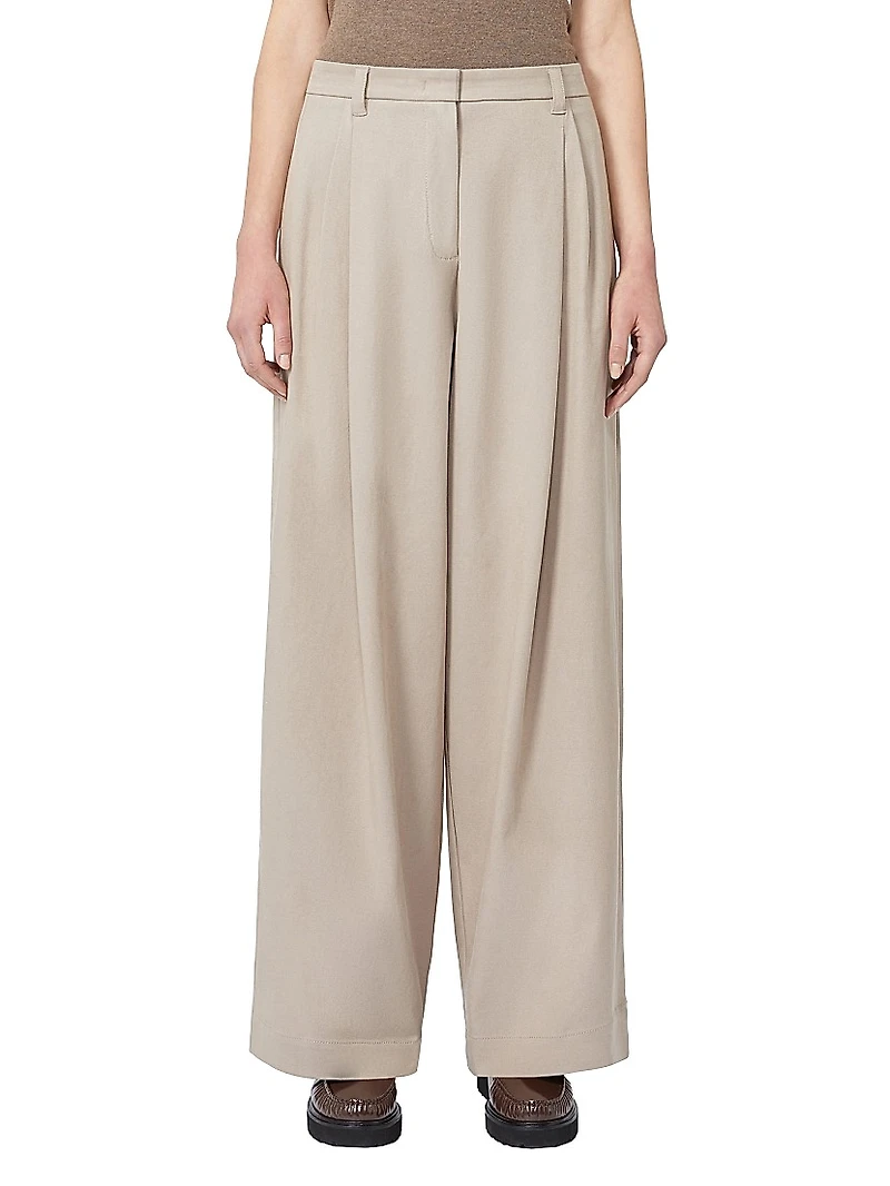 Stretch Drill Wide Leg Trousers
