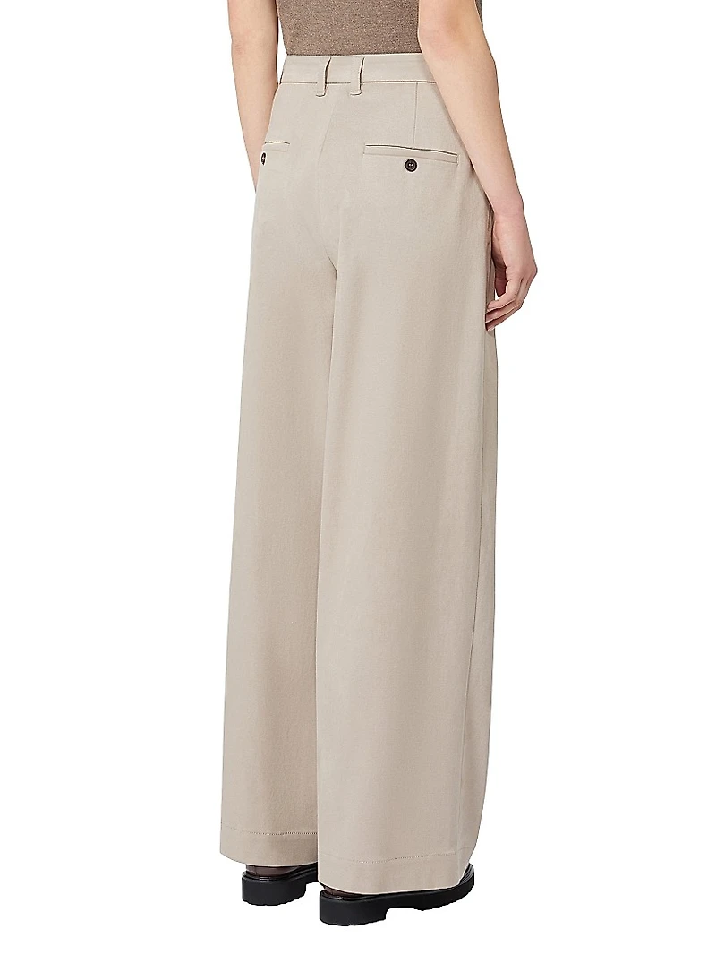 Stretch Drill Wide Leg Trousers