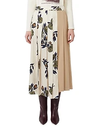 Pleated Skirt Patterned Twill