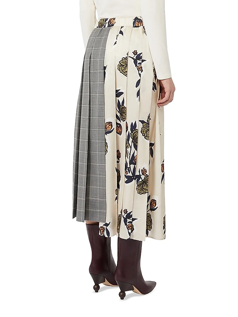 Pleated Skirt Patterned Twill