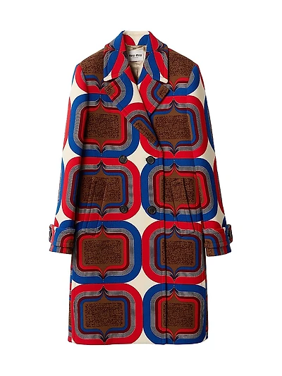 Double Breasted Printed Natté Coat