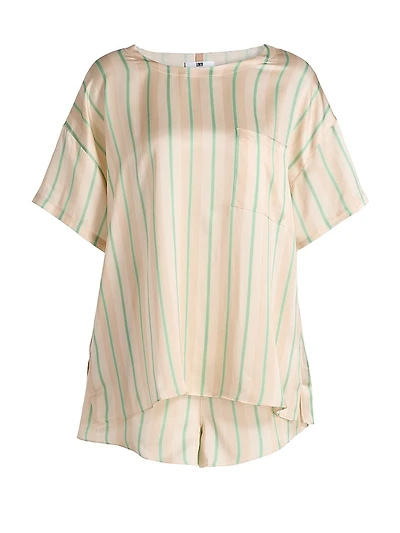 Striped Silk T-Shirt & Shorts