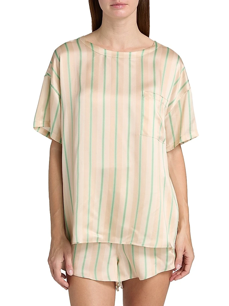 Striped Silk T-Shirt & Shorts