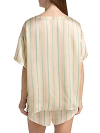 Striped Silk T-Shirt & Shorts