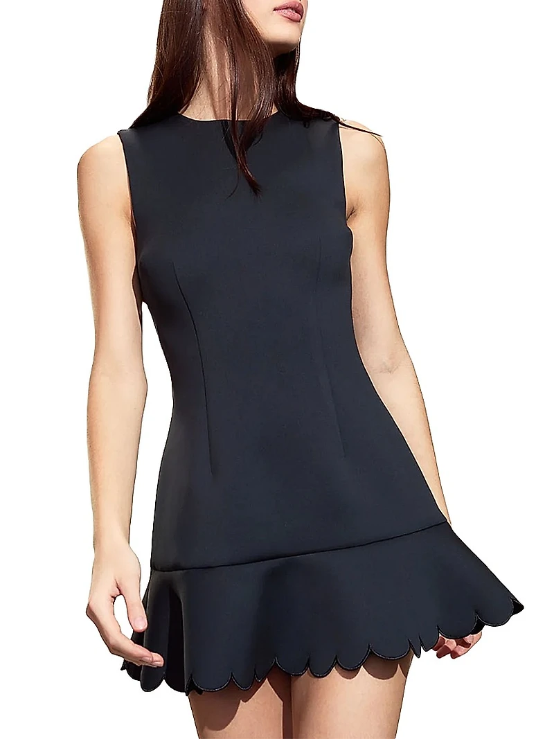 Bonded Scallop Flounce Minidress