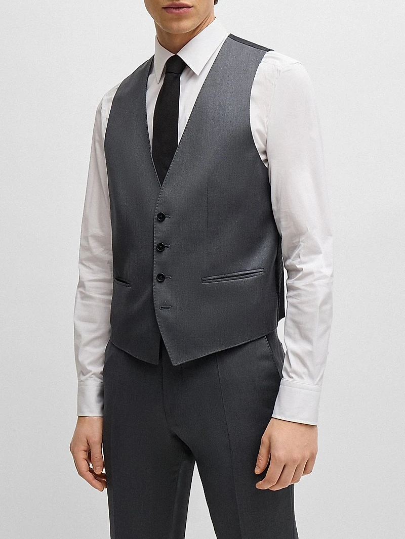 Single-Breasted Waistcoat in Virgin-Wool Serge