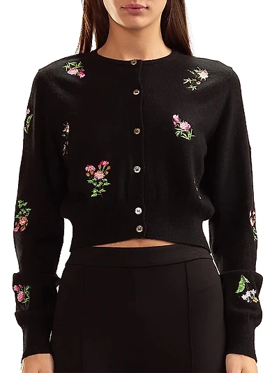 Forget Me Not Embroidered Floral Cardigan