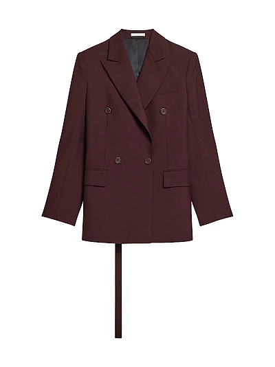 Double-Breasted Belted Virgin Wool Blazer