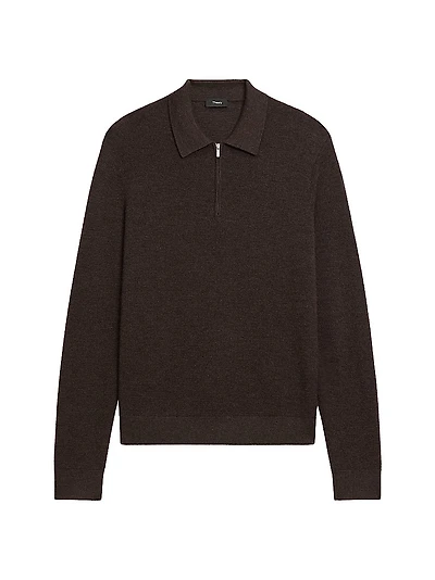 Cashmere Zip-Front Polo Sweater