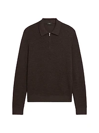 Cashmere Zip-Front Polo Sweater