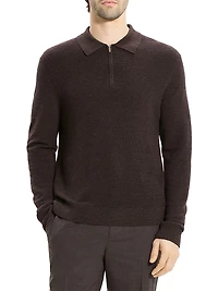 Cashmere Zip-Front Polo Sweater