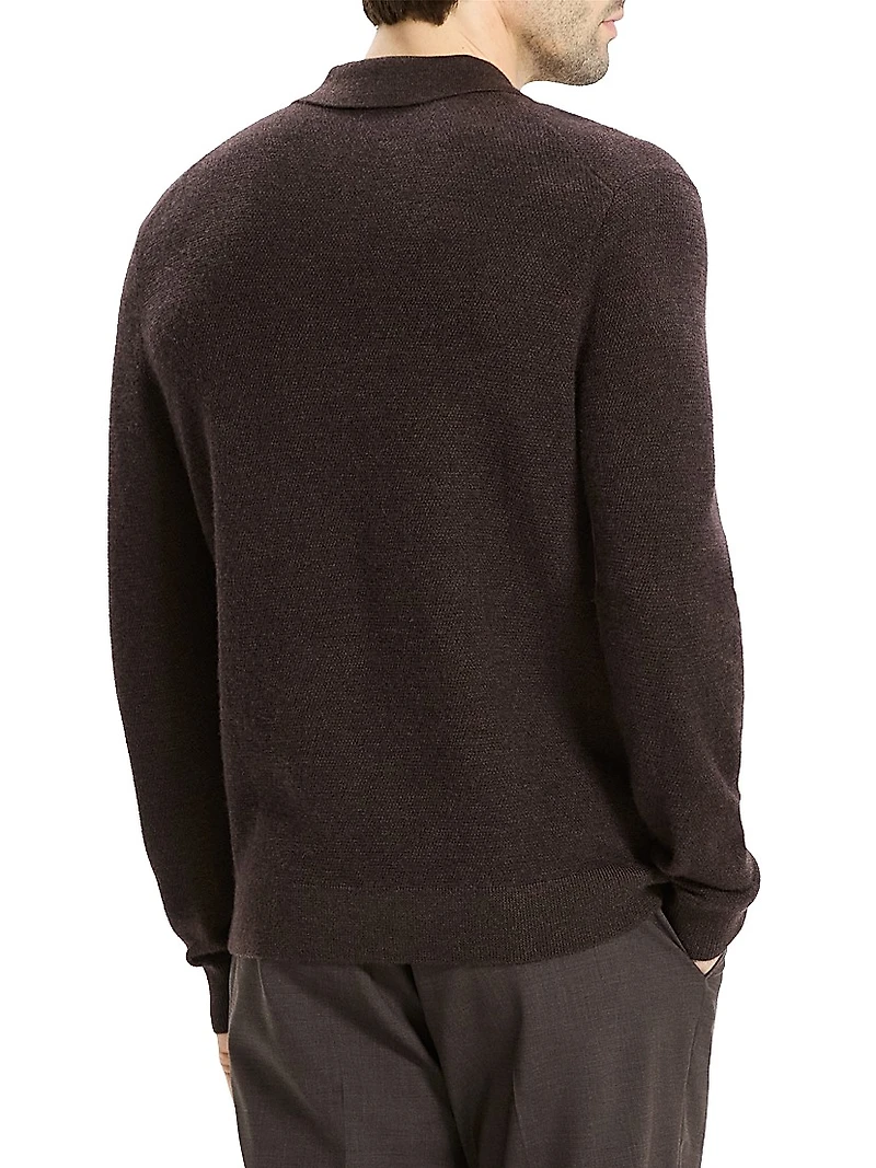 Cashmere Zip-Front Polo Sweater