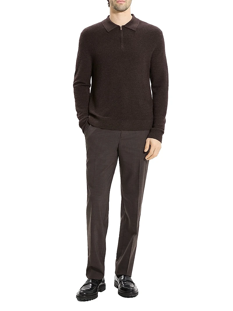 Cashmere Zip-Front Polo Sweater