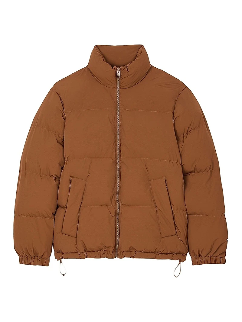 Hooded Puffer Jacket with High Collar