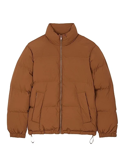 Hooded Puffer Jacket with High Collar