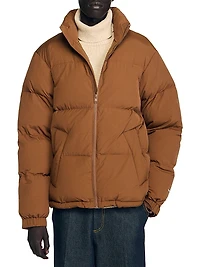 Hooded Puffer Jacket with High Collar