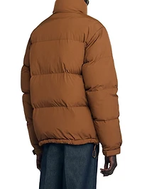Hooded Puffer Jacket with High Collar