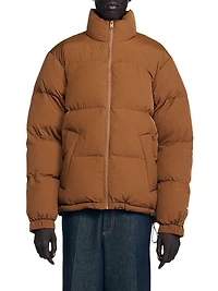 Hooded Puffer Jacket with High Collar