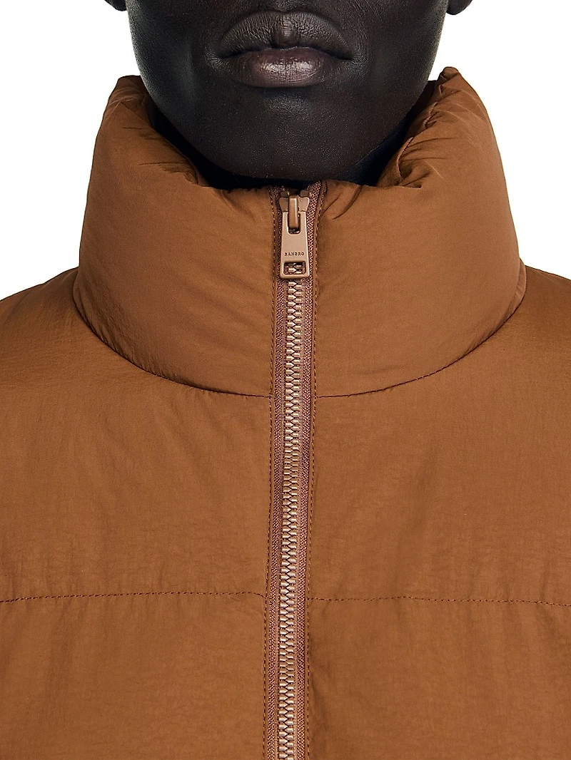 Hooded Puffer Jacket with High Collar