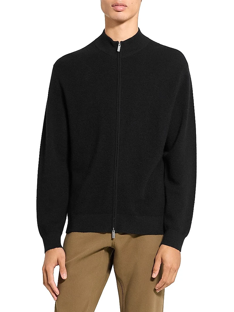 Cashmere Zip-Front Sweater