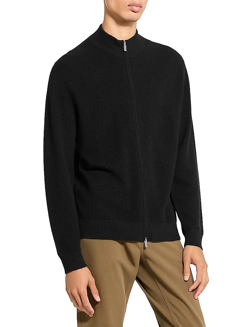 Cashmere Zip-Front Sweater