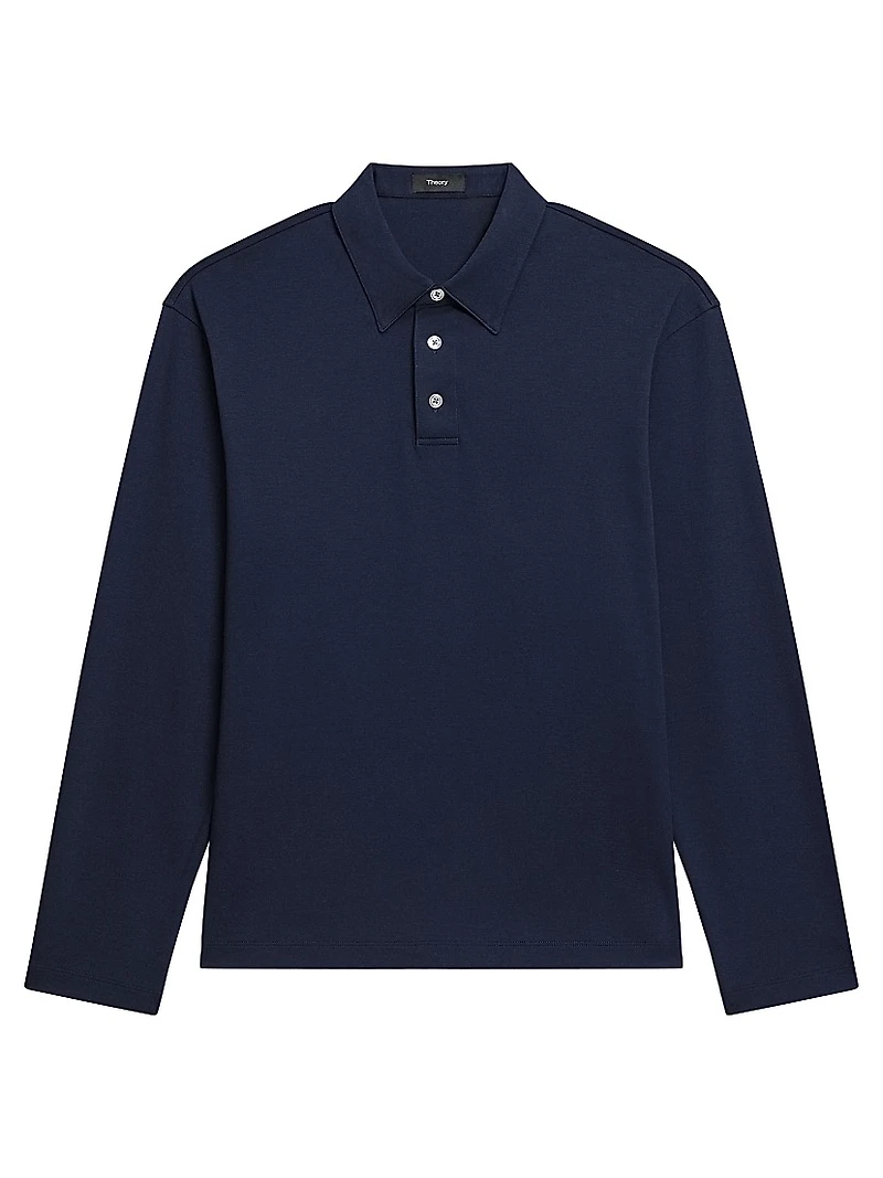 City Cotton Long-Sleeve Polo Shirt